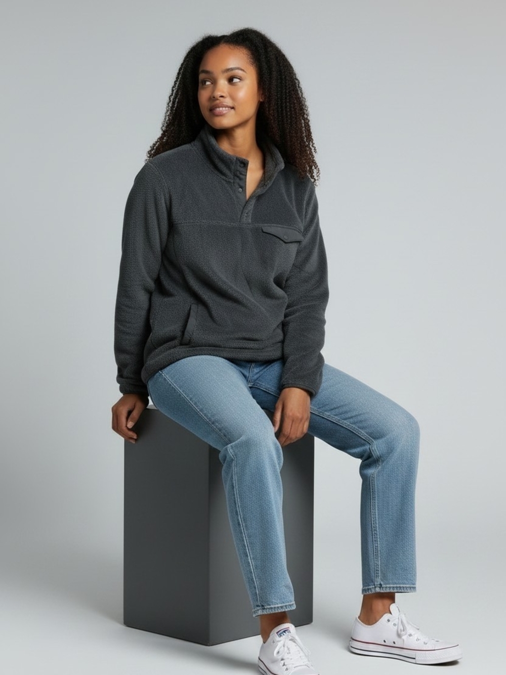 32 Degrees Heat Charcoal Gray Women's Fleece Pullover - Picture 2 of 9